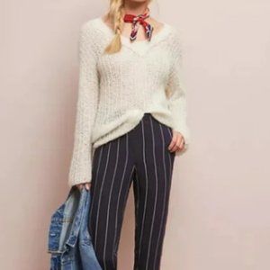 Anthropologie navy red stripe lightweight career office pants